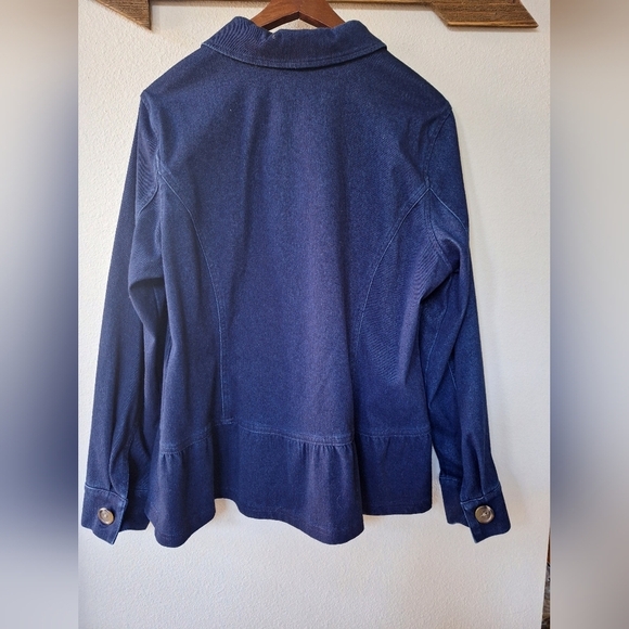 Lemon Way Womens Wonder Stretch Peplum Hem Denim Jacket Size XL - Picture 8 of 8